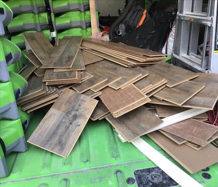 removed wood inside SERVPRO truck to be disposed of 